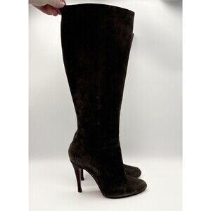 Christian Louboutin Dark Brown Suede Knee High Boots Stiletto Heel Sz EU 36